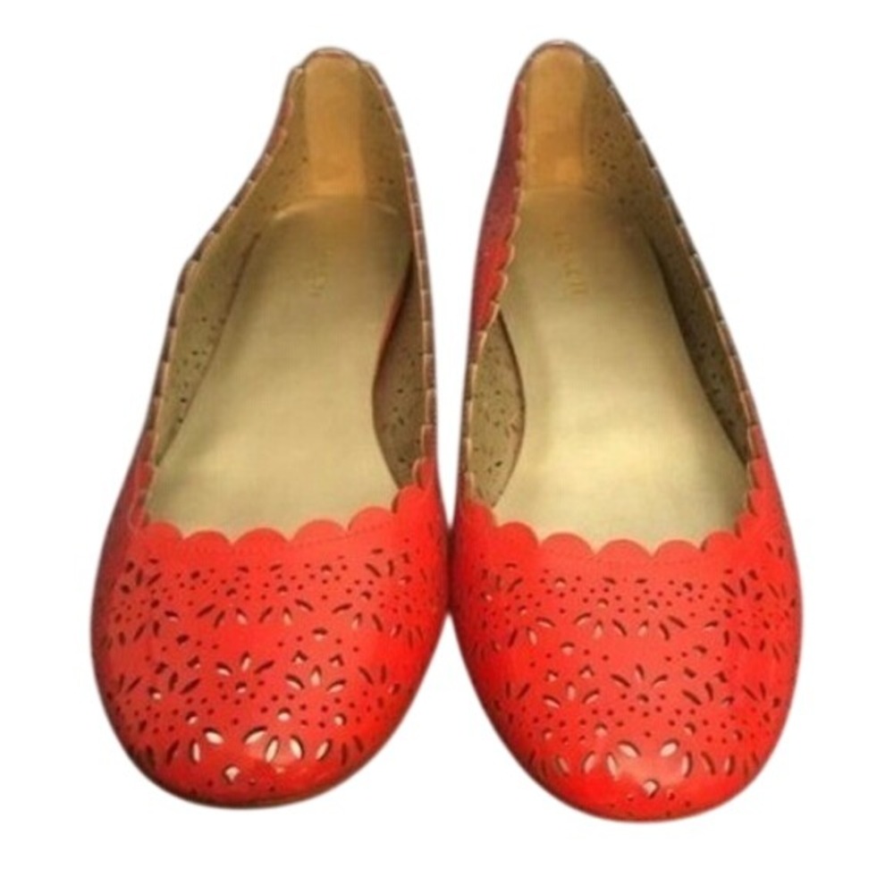 Coach Carsin Red Patent Leather Scalloped Eyelet Ballet Flats Q4044 8.5B - Picture 3 of 7